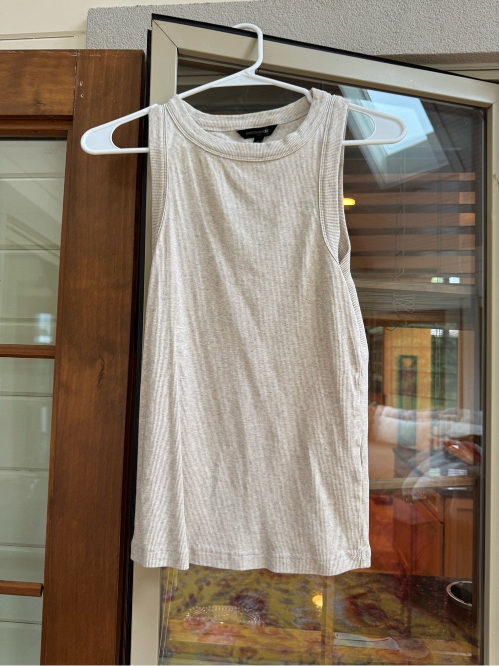 Banana Republic Cream Ribbed Sleeveless Tank